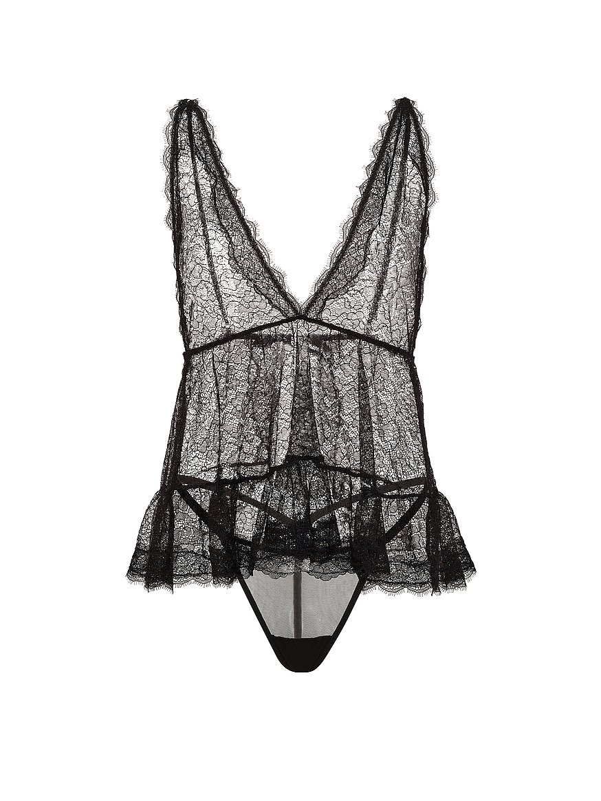 た*ち様 【etoll.】Crushed velor lingerie dres Buy Tease Lace Plunge Babydoll Set, Black - Order Babydolls online