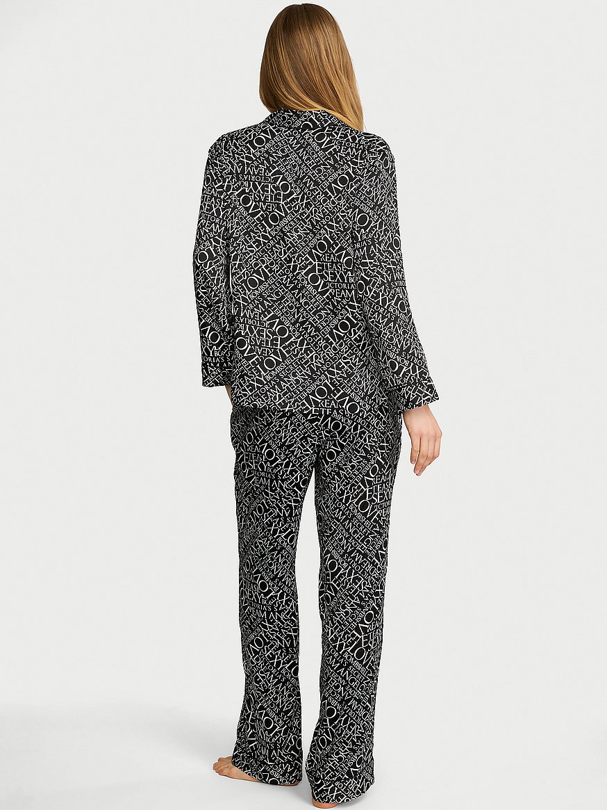 Buy Signature Satin Long Pajama Set, Marzipan Leopard - Order