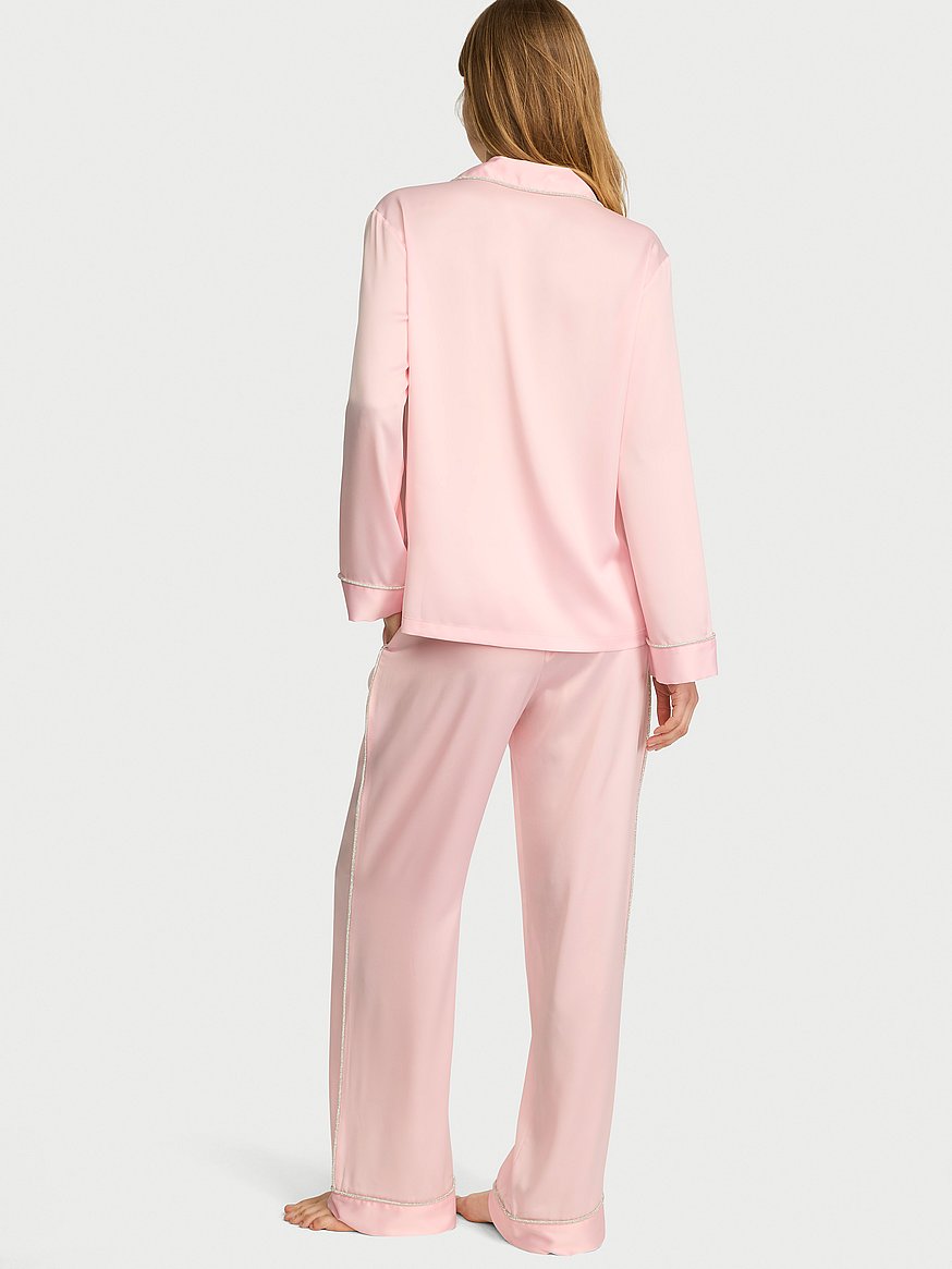 Buy Signature Satin Shine Long Pajama Set, Angel Pink - Order