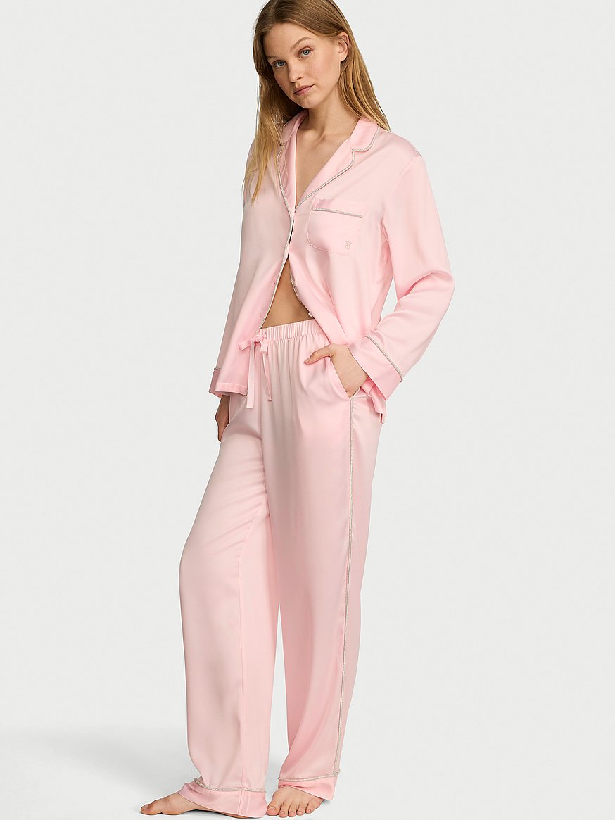 Buy Signature Satin Long Pajama Set, - Order Pajamas Sets online