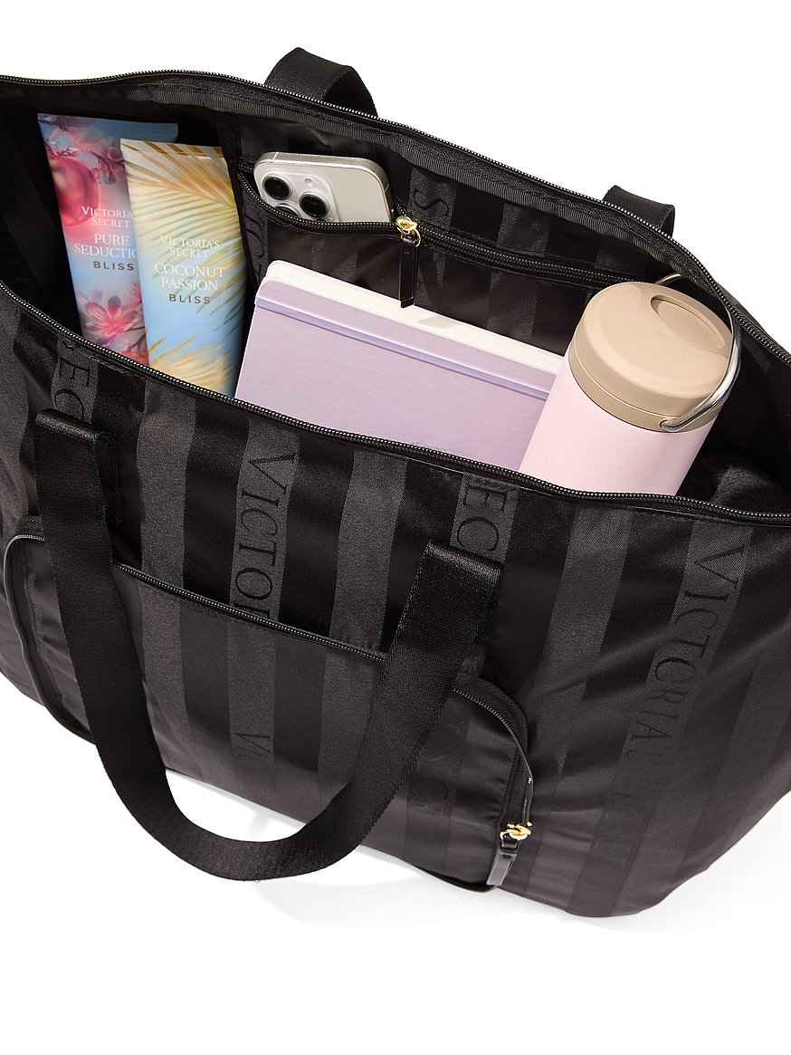 Buy Packable Weekender Bag, Black Logo Jacquard Stripe - Order