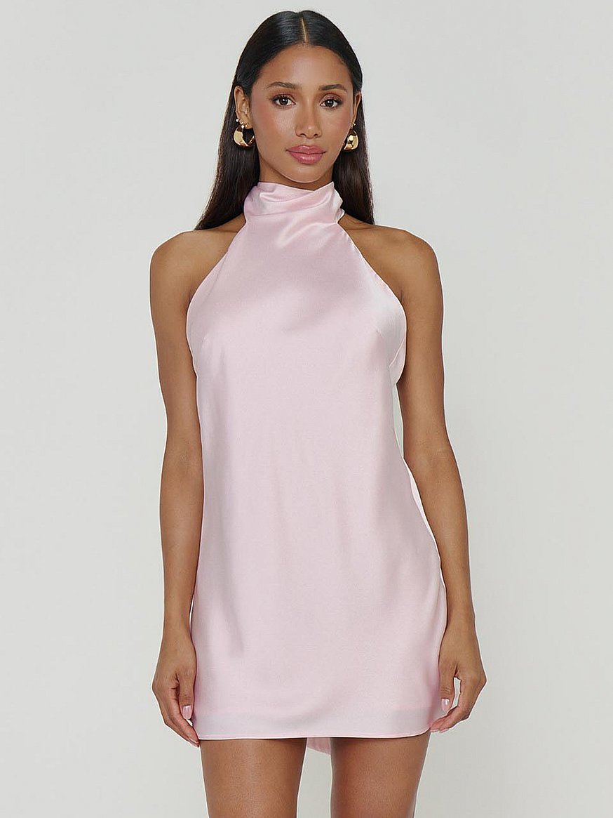 powder pink mini dress Dola Ruched Mini Dress