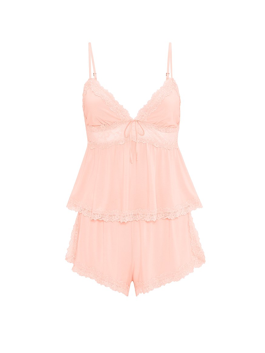 Buy SoSoft™ Modal Lace-Trim Cami & Shorts Set, Purest Pink - Order