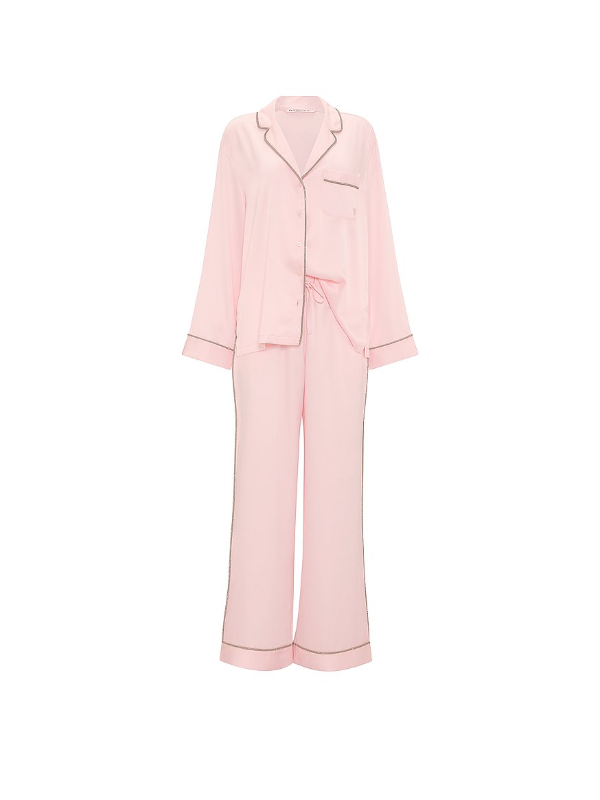 Victoria secret パジャマ　Mサイズ Buy Signature Satin Shine Long Pajama Set, Angel Pink - Order
