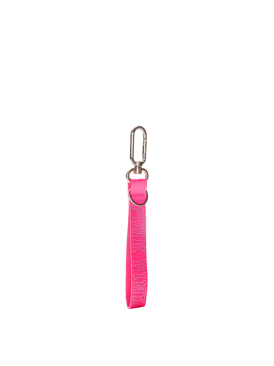 Buy Wristlet Strap Keychain, Pink With Bling Logo - Order Small