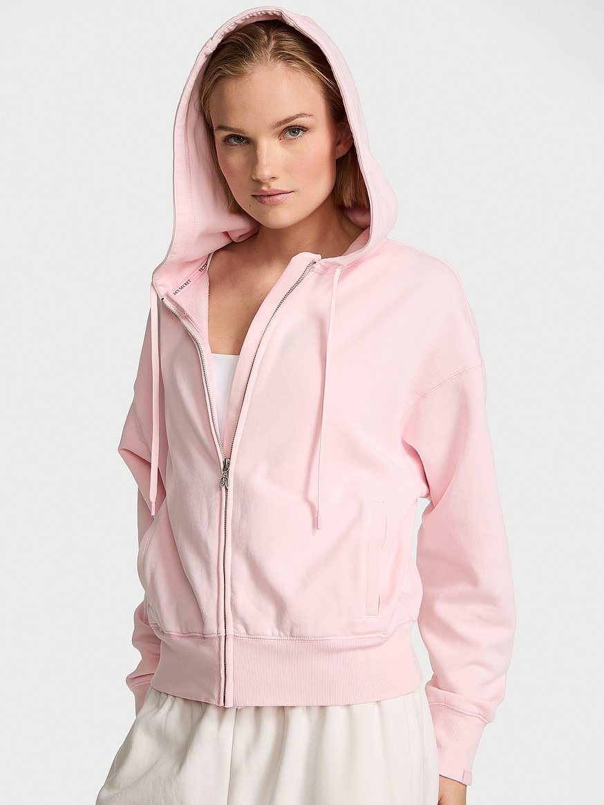Buy Iconic Fleece Full-Zip Hoodie, Pink - Order Hoodies