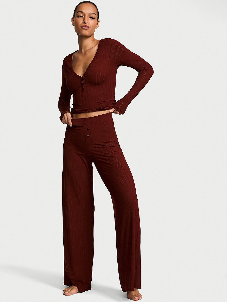 Buy SoSoft™ Modal Ultra-Fine Henley Top & Pant Set, Cherrywood