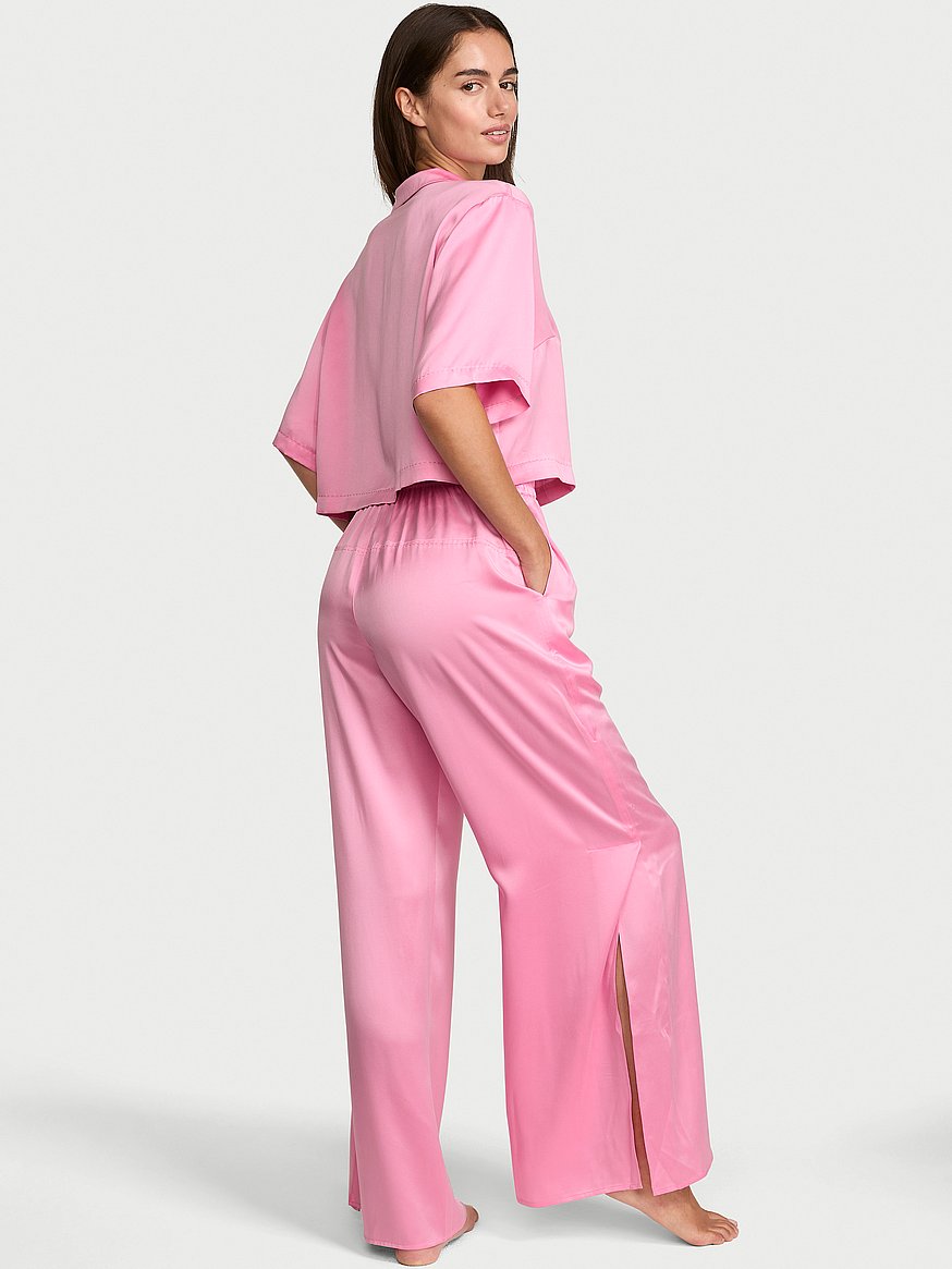 Buy Washable Silk High-Rise Pant Set, Victoria Pink - Order