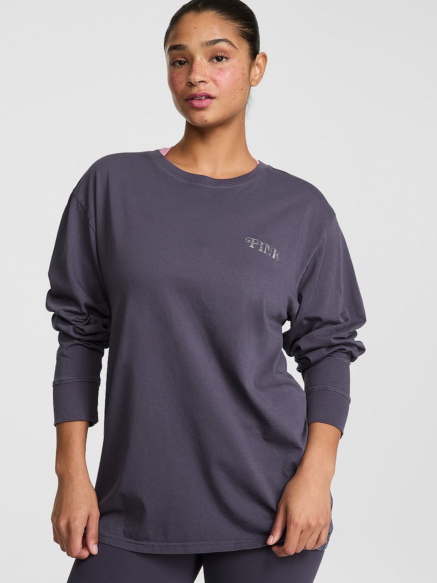 Buy Campus Cotton™ Long-Sleeve Tee, Twilight - Order Tops online