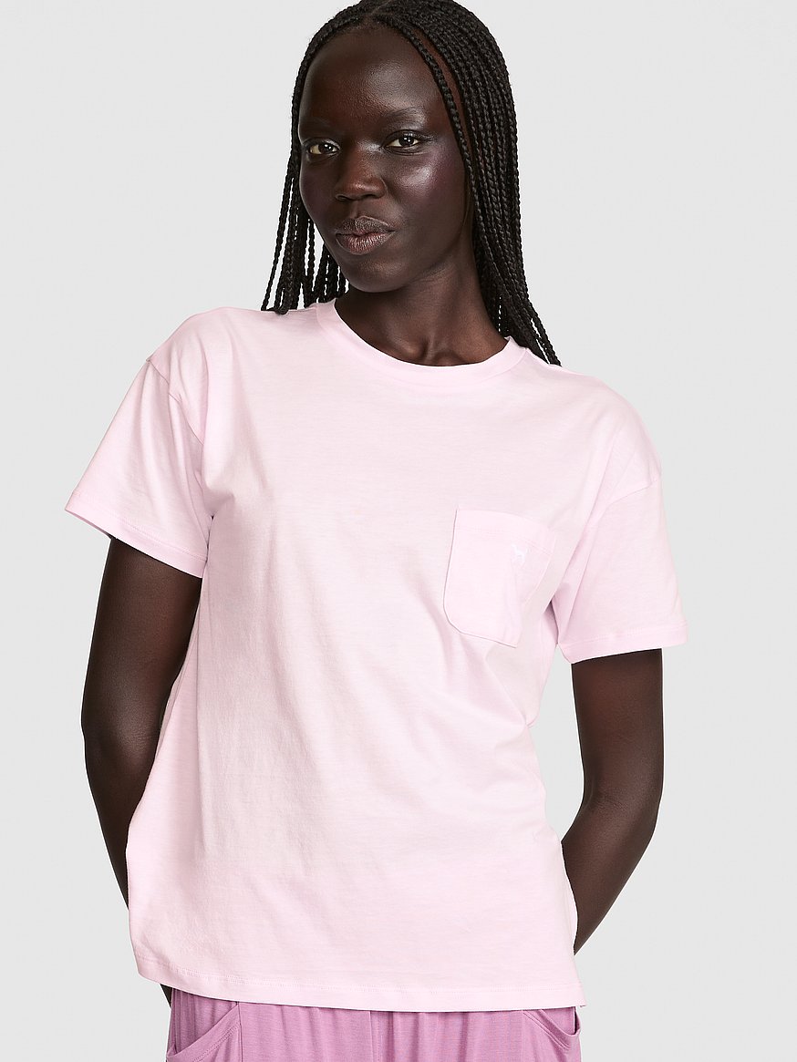 Buy 100% Cotton Light As Air Jersey Pocket Tee, Pink Tulip Leopard