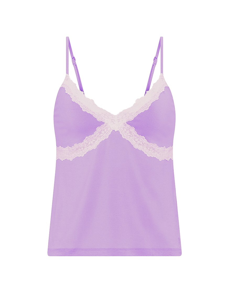 Buy 24/7 Lounge Modal Lace-Trim Cami, Lavender - Order Pajama Tops