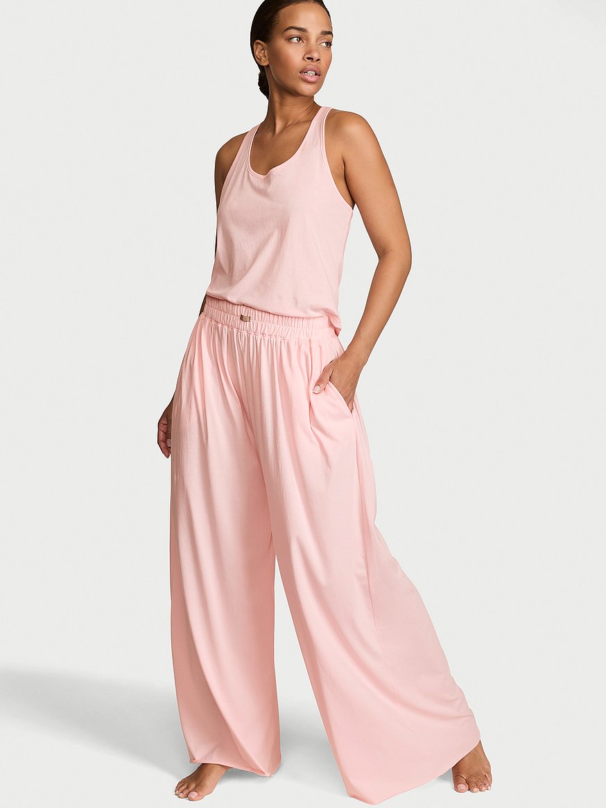 Buy Organic Pima Wide-Leg Pant, Angel Pink - Order Pajama Bottoms