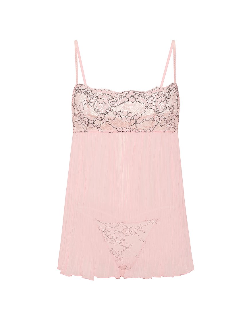 Buy Dare to Dream Lace Pleated Babydoll Set, Angel Pink - Order