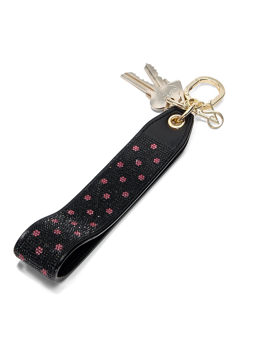 Buy Wristlet Strap Keychain, Black Pink Dots - Order Small