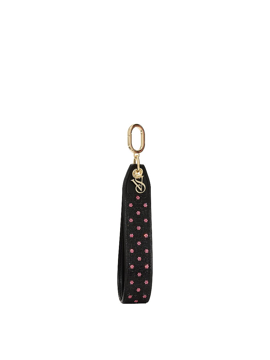 Buy Wristlet Strap Keychain, Black Pink Dots - Order Small