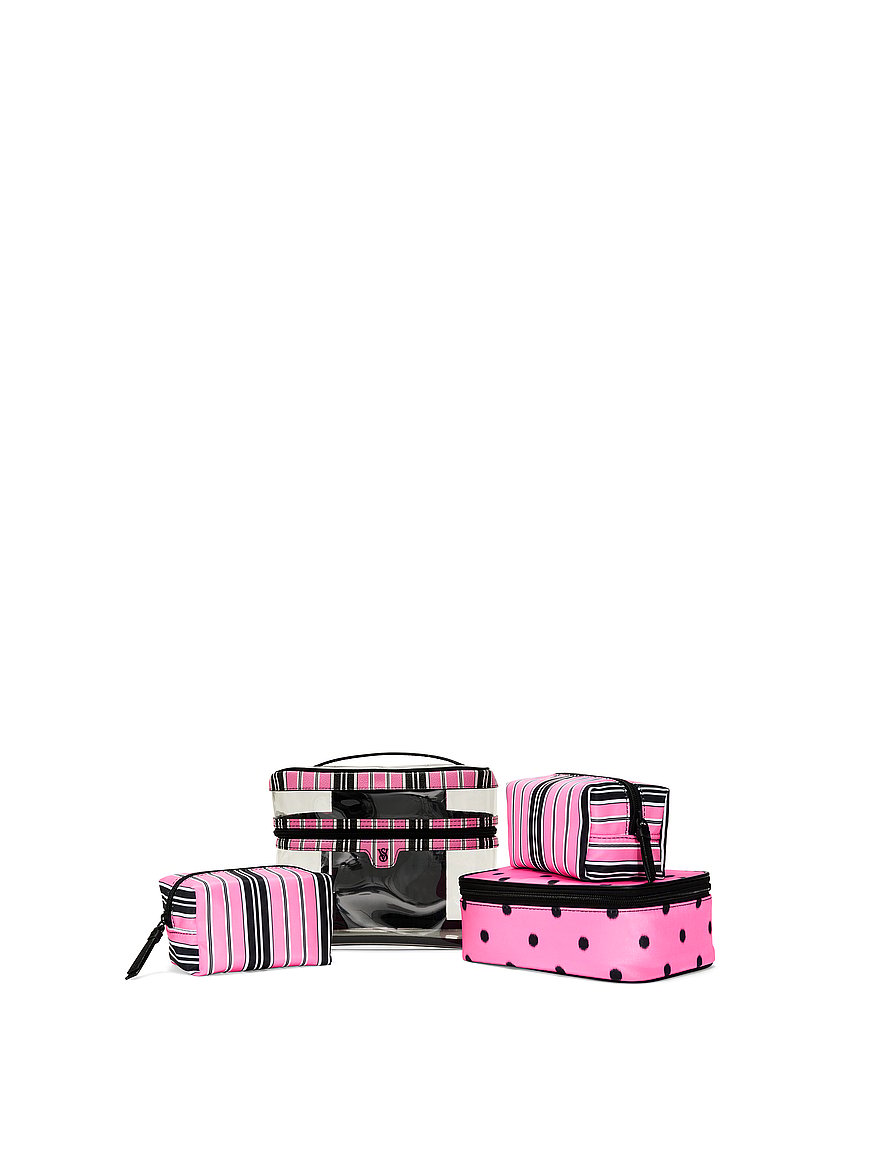 Buy 4-Piece Makeup Bag, Pink And Black Stripe - Order Cosmetic