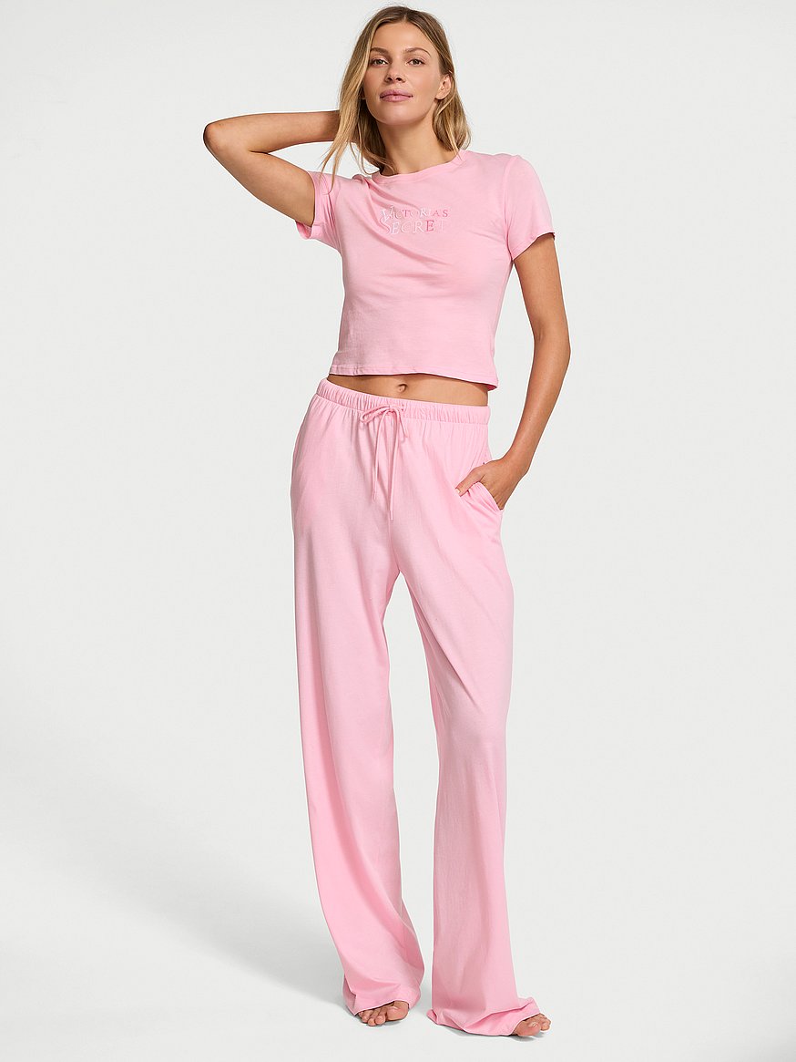 Victoria’s Secret パジャマセット ピンク レース XXS Buy 100% Cotton Tee Long Pajama Set, Victoria Pink - Order Pajamas