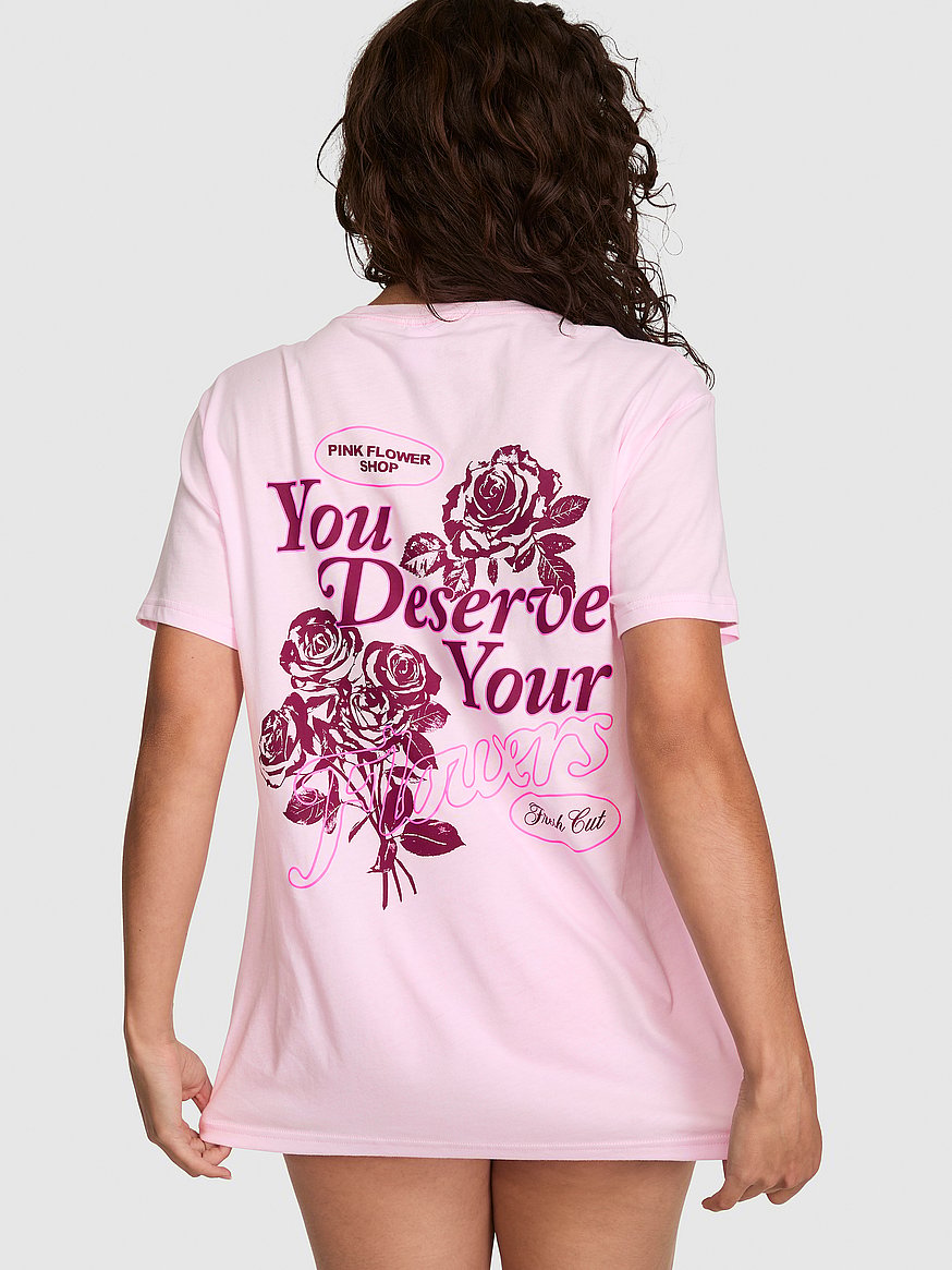 Buy Campus Cotton™ Tee, Pink Tulip Fresh Florals - Order Tops