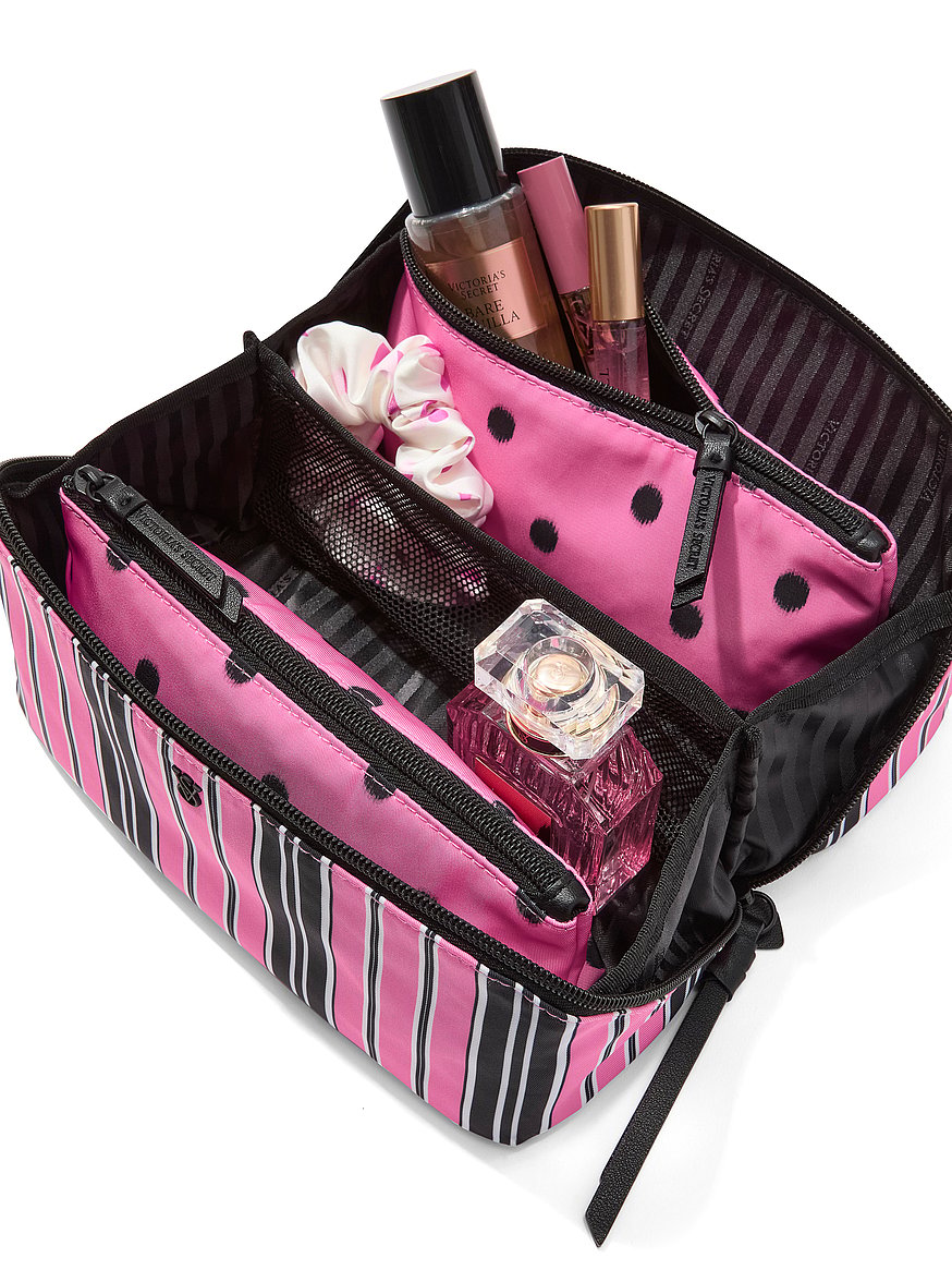 expandable travel makeup bag Monogrammed Double Layer the luxurious version of the revolutionary SALY makeup bag thats been reimagined for the high Makeup Bag Aesthetic Travel Bag