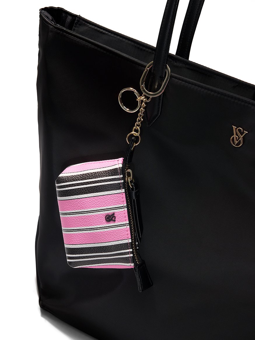 Buy Micro Pouch Bag Charm, Pink And Black Stripe - Order Small