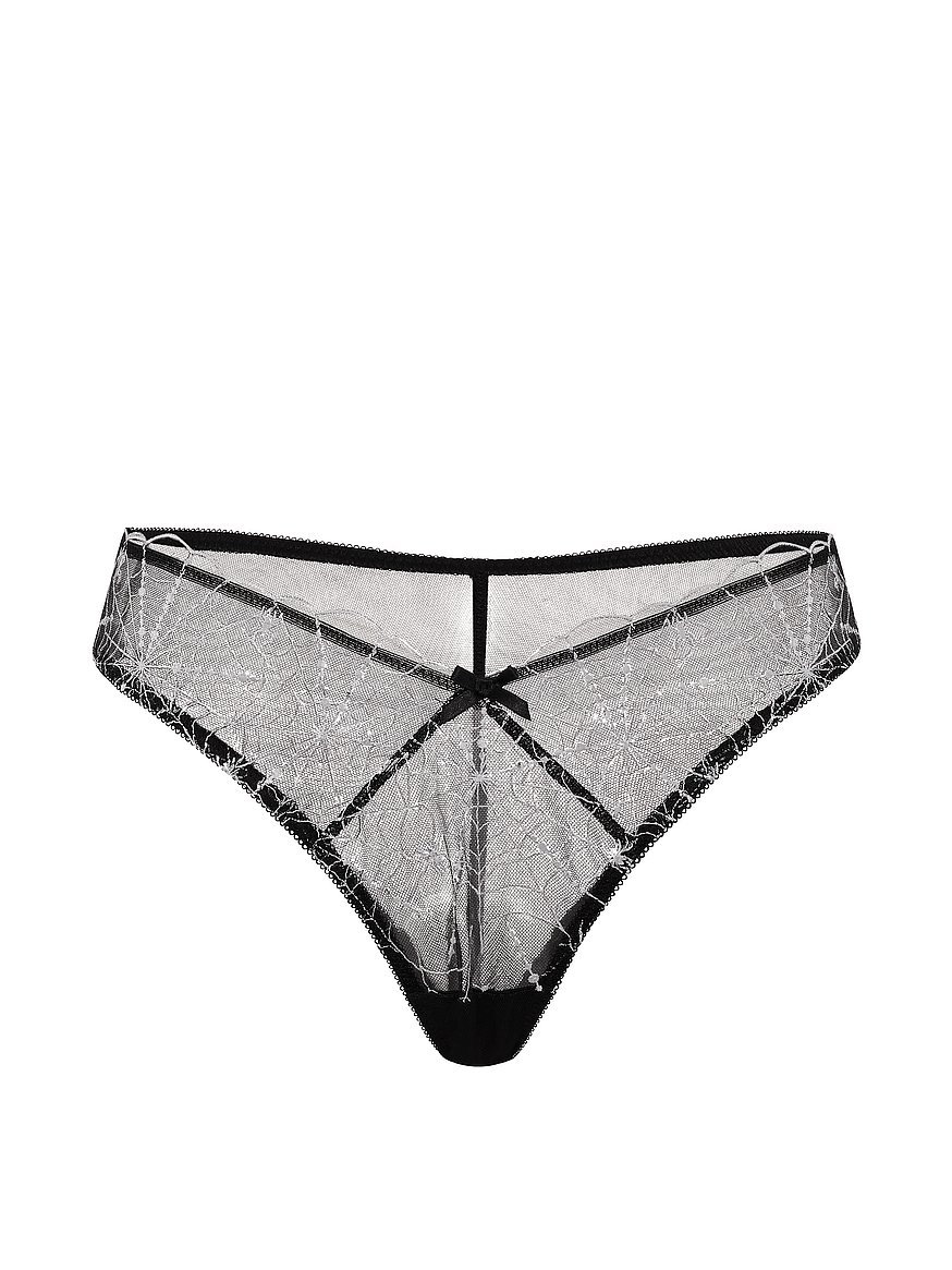 Buy Tease Spider Embroidery Brazilian Panty, Black Spiderweb