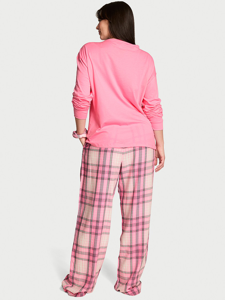Buy Flannel Long Tee-Jama & Scrunchie Set, Sexy Little Pink Plaid
