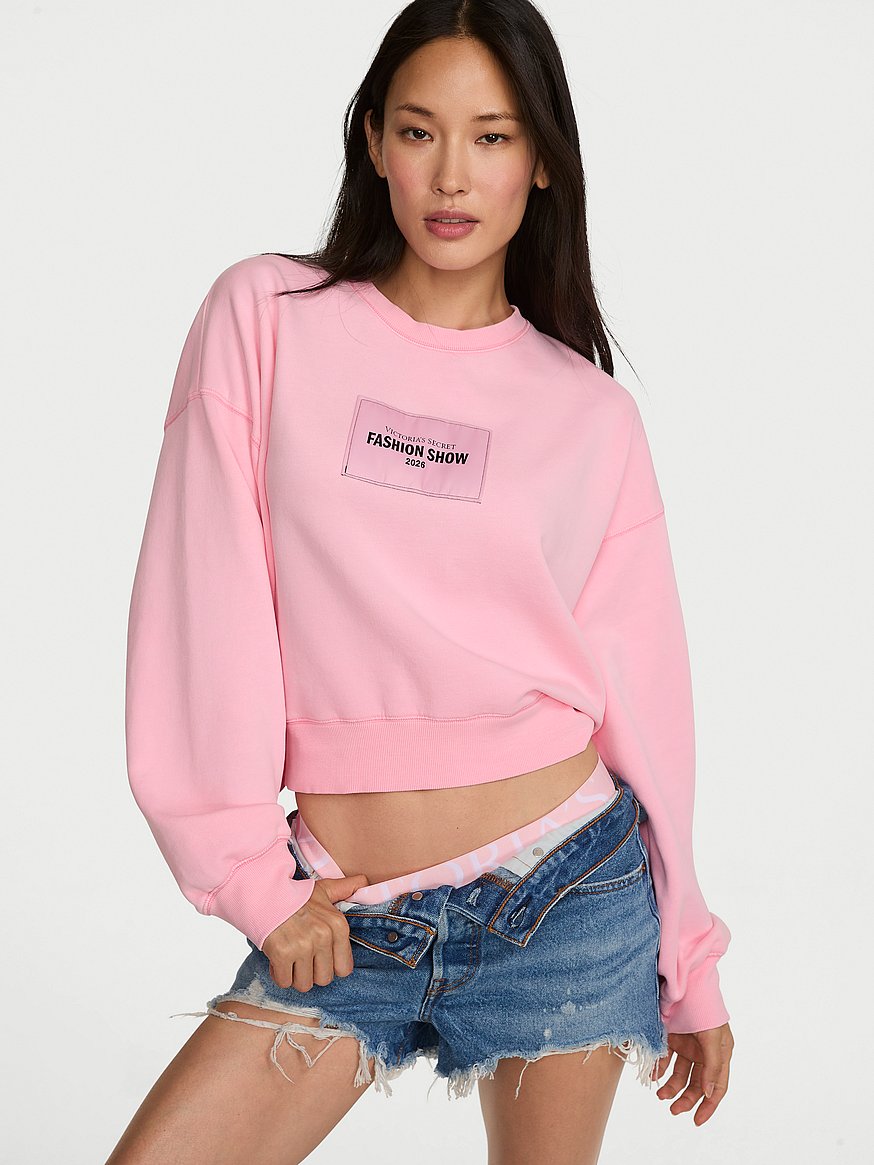 Buy VSFS '26 Iconic Fleece Crop Crewneck Sweatshirt, Victoria Pink