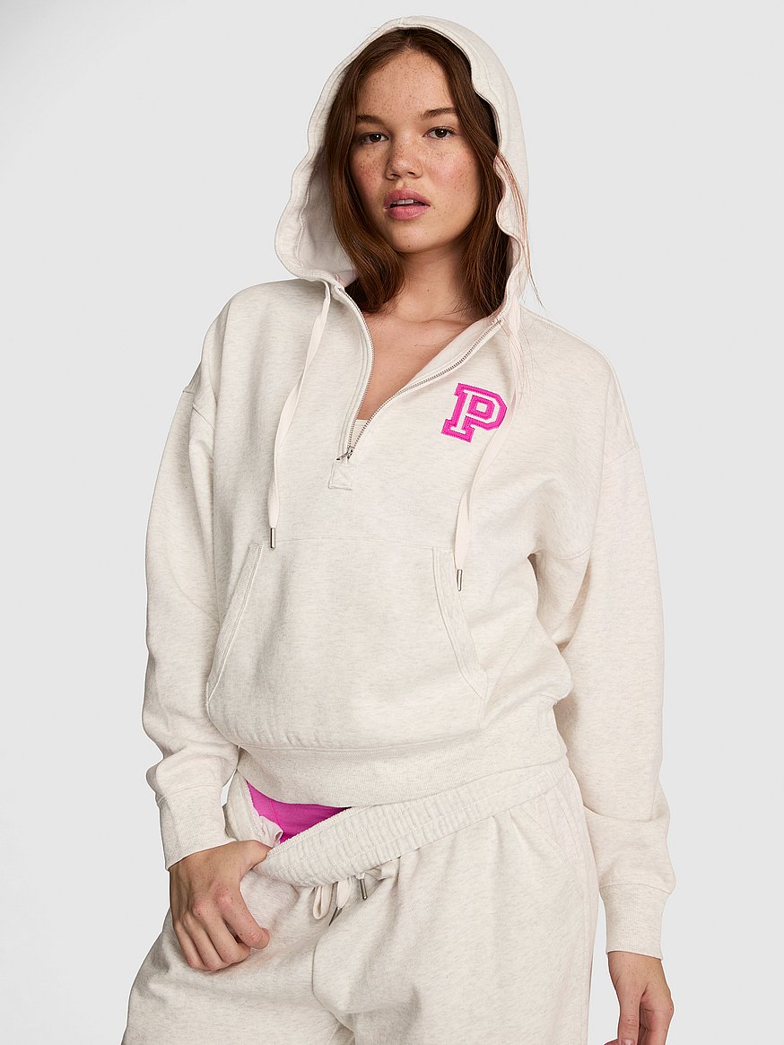 Buy Campus Fleece™ Half-Zip Hoodie, Snow Heather - Order Hoodies