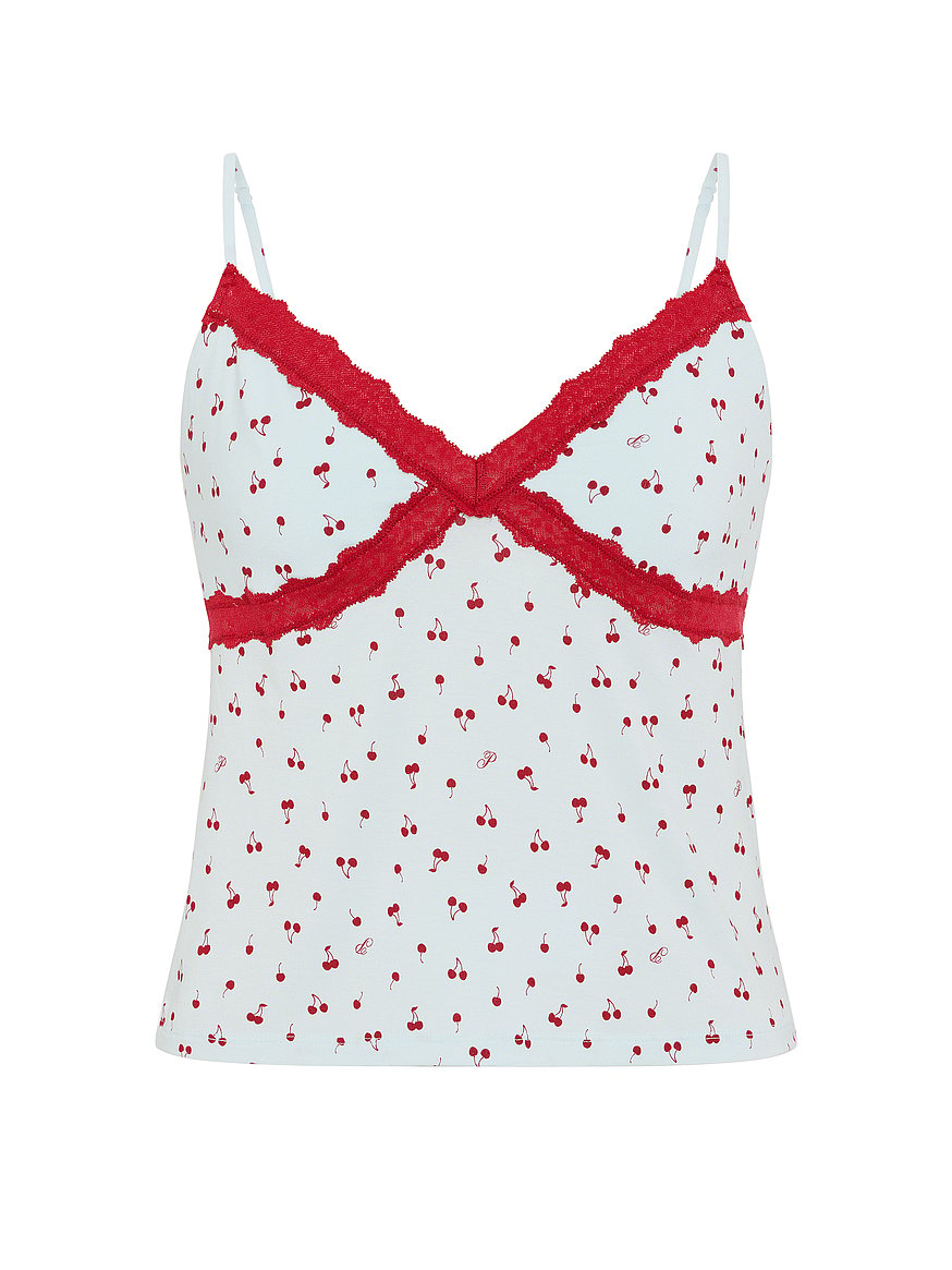 Buy 24/7 Lounge Modal Lace-Trim Cami, Spray Blue & Red Cherries