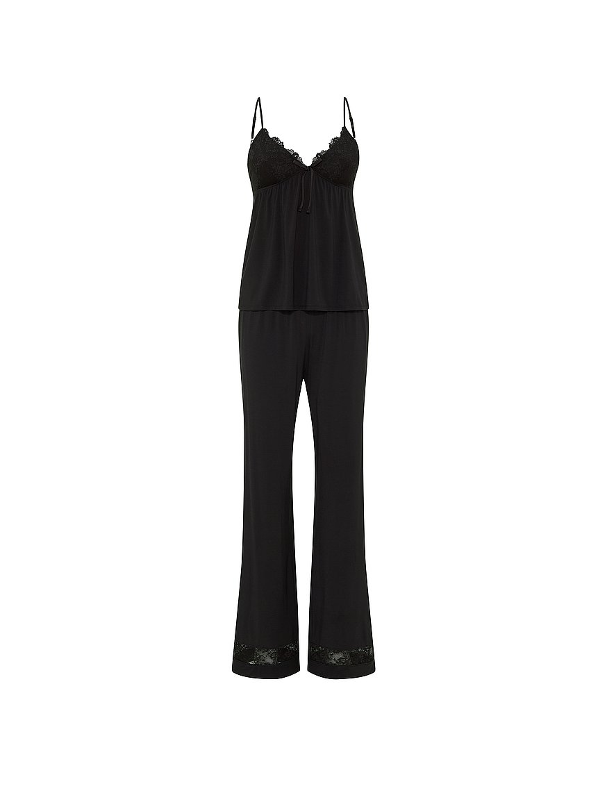 Buy SoSoft™ Modal Lace-Trim Cami & Pants Set, Black - Order