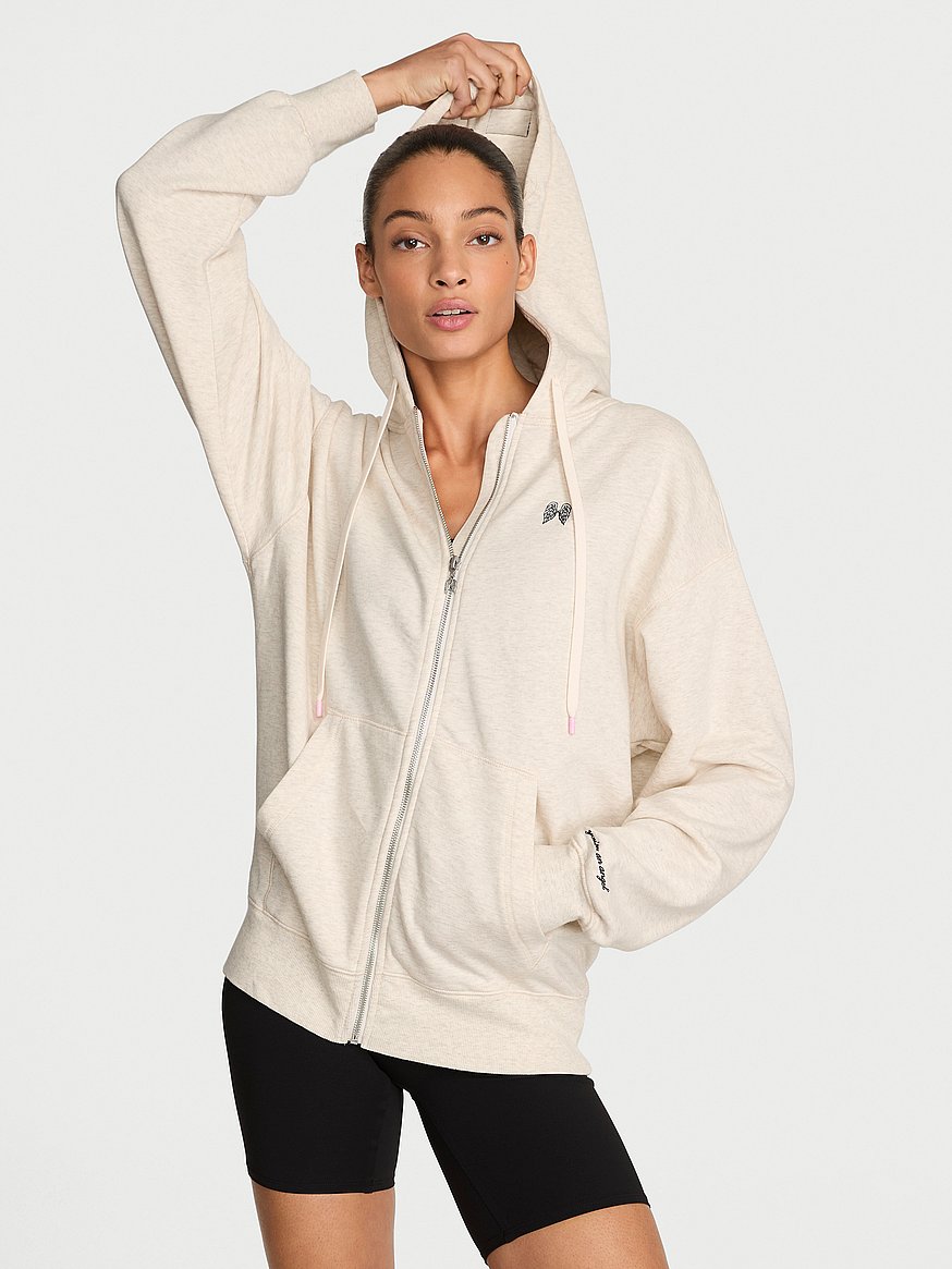 Buy Iconic Fleece Full-Zip Hoodie, Natural Heather - Order Hoodies