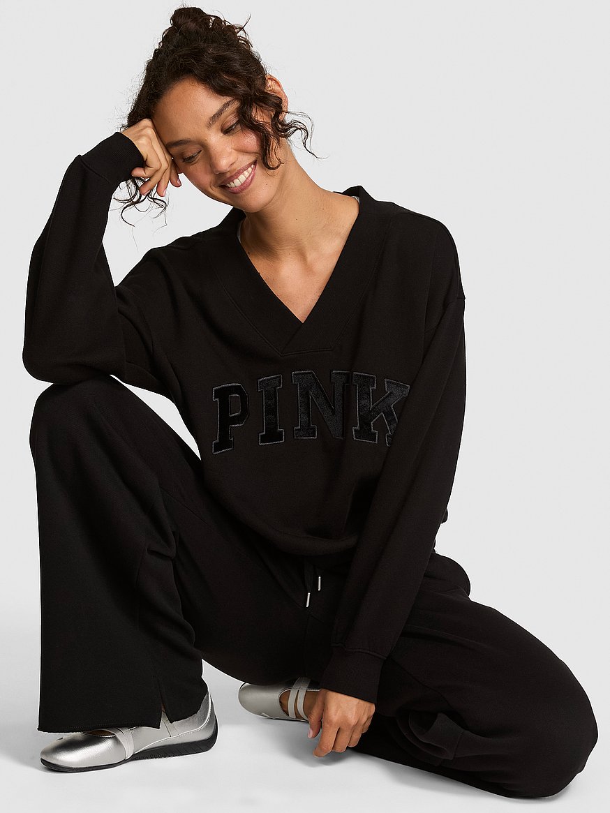 Buy Campus Fleece™ V-Neck Sweatshirt, Pure Black - Order Hoodies