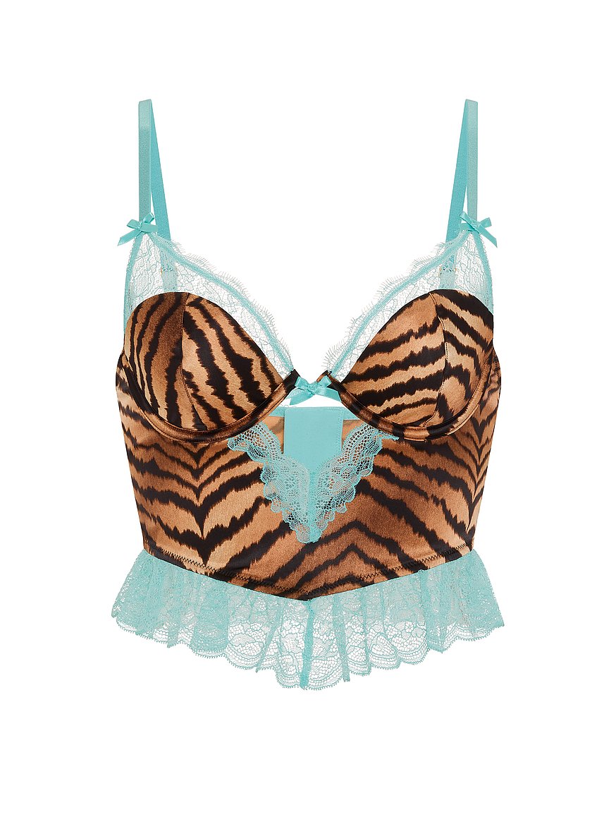 Buy Tease Satin Lace-Trim Bra Top, Tiger Stripes - Order Bras
