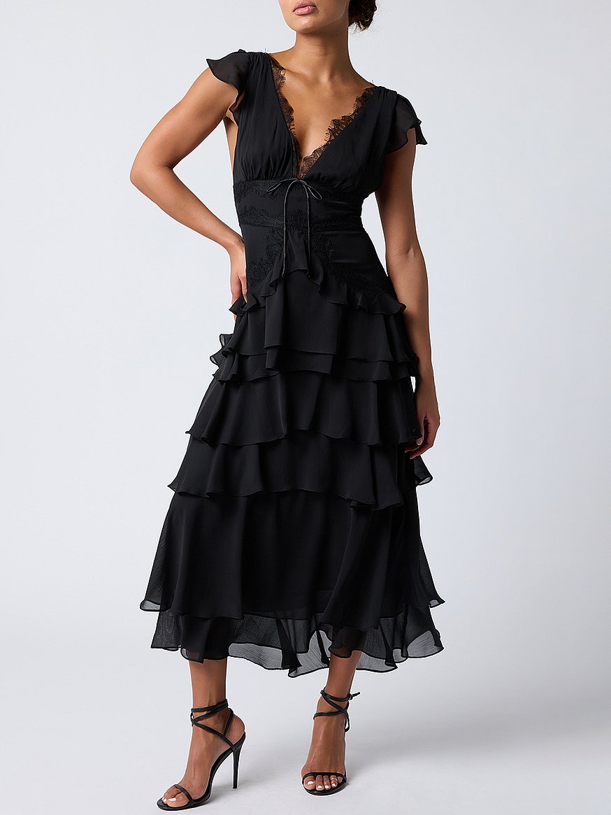 Buy Sai Tiered Dress, Black - Order Dresses online