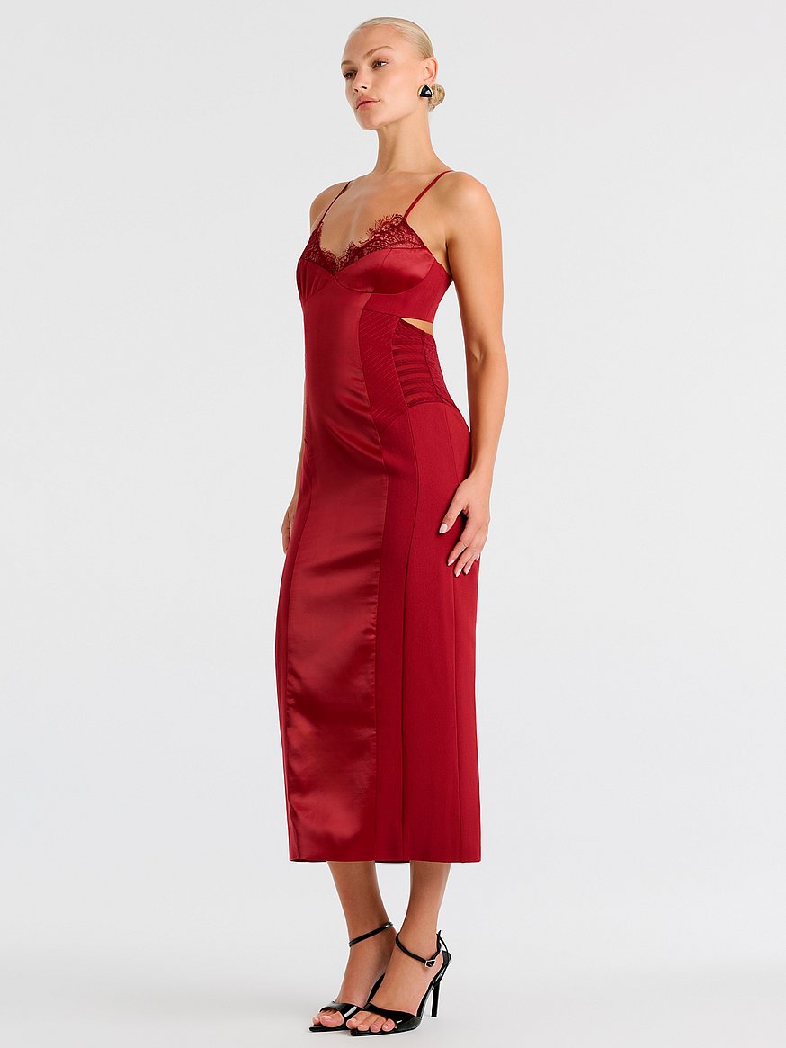 victoria secret dress Buy Katana Fitted Midi Dress, Burgundy - Order Dresses online Lace Size:us 14 WOMENS LAKE LUCERENE Fashion Club Dress Shop Unlined Wireless Strapless Sweetheart
