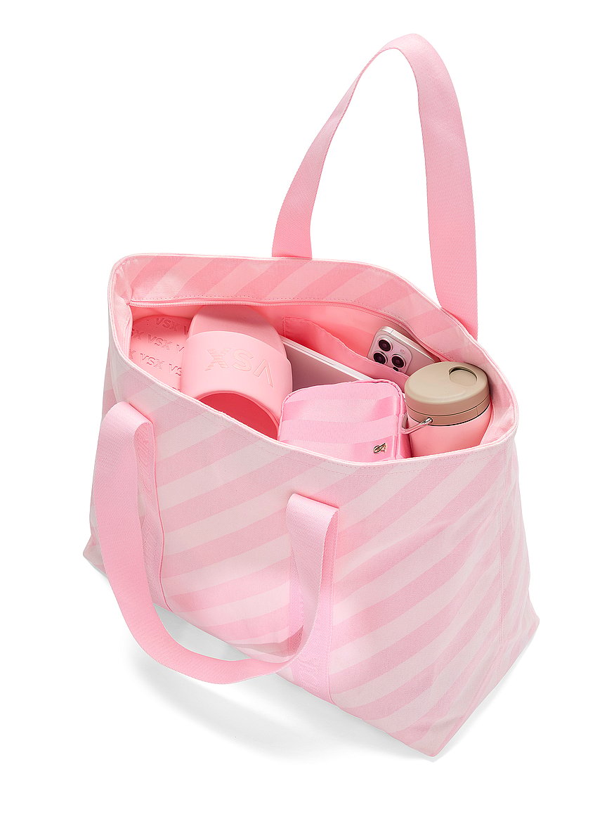 Buy Heritage Stripe Canvas Tote Bag, Pink Stripes - Order Bags