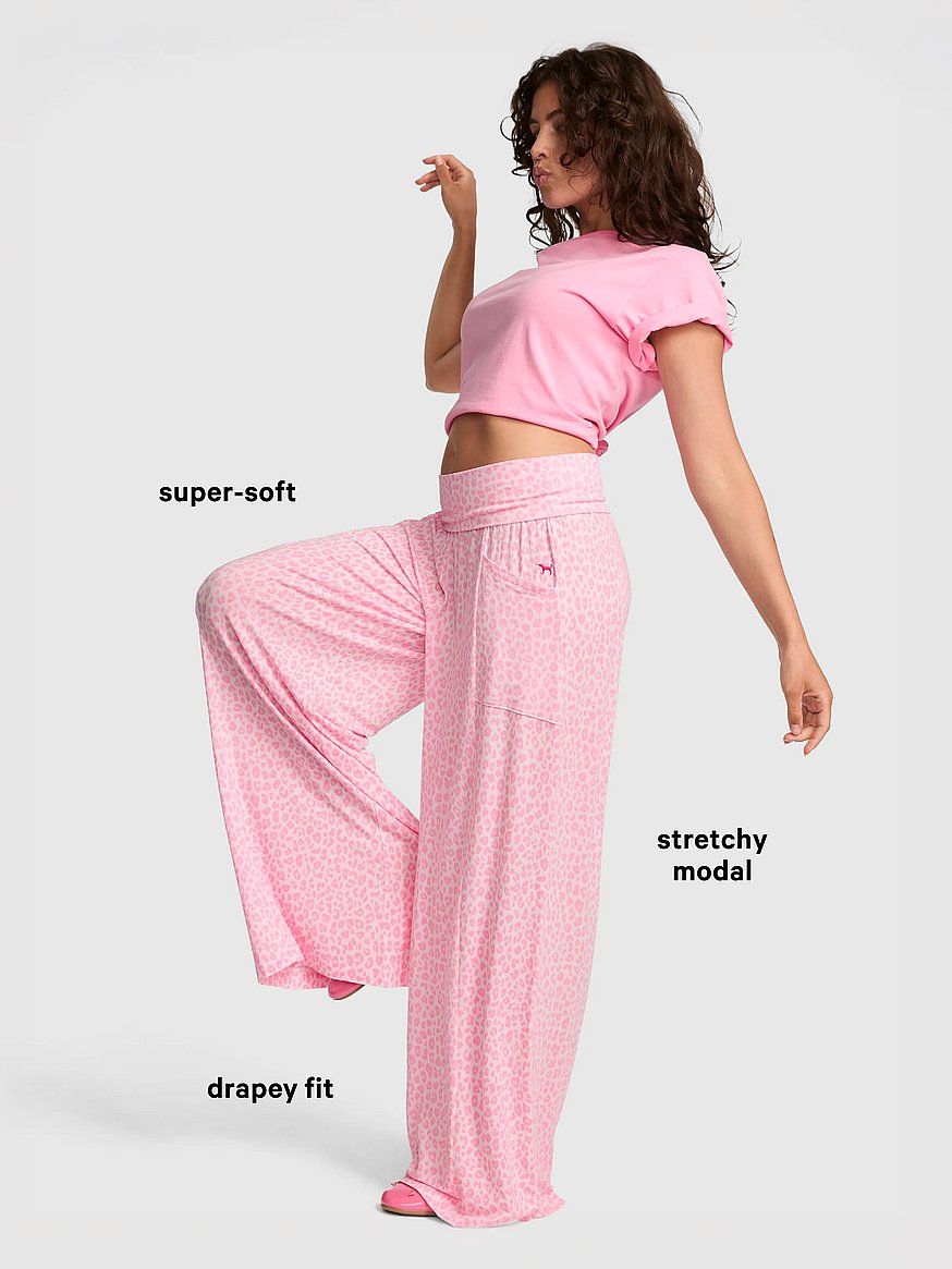 Buy 24/7 Lounge Modal Oﬀ-The-Shoulder Top, Pink Tulip Leopard