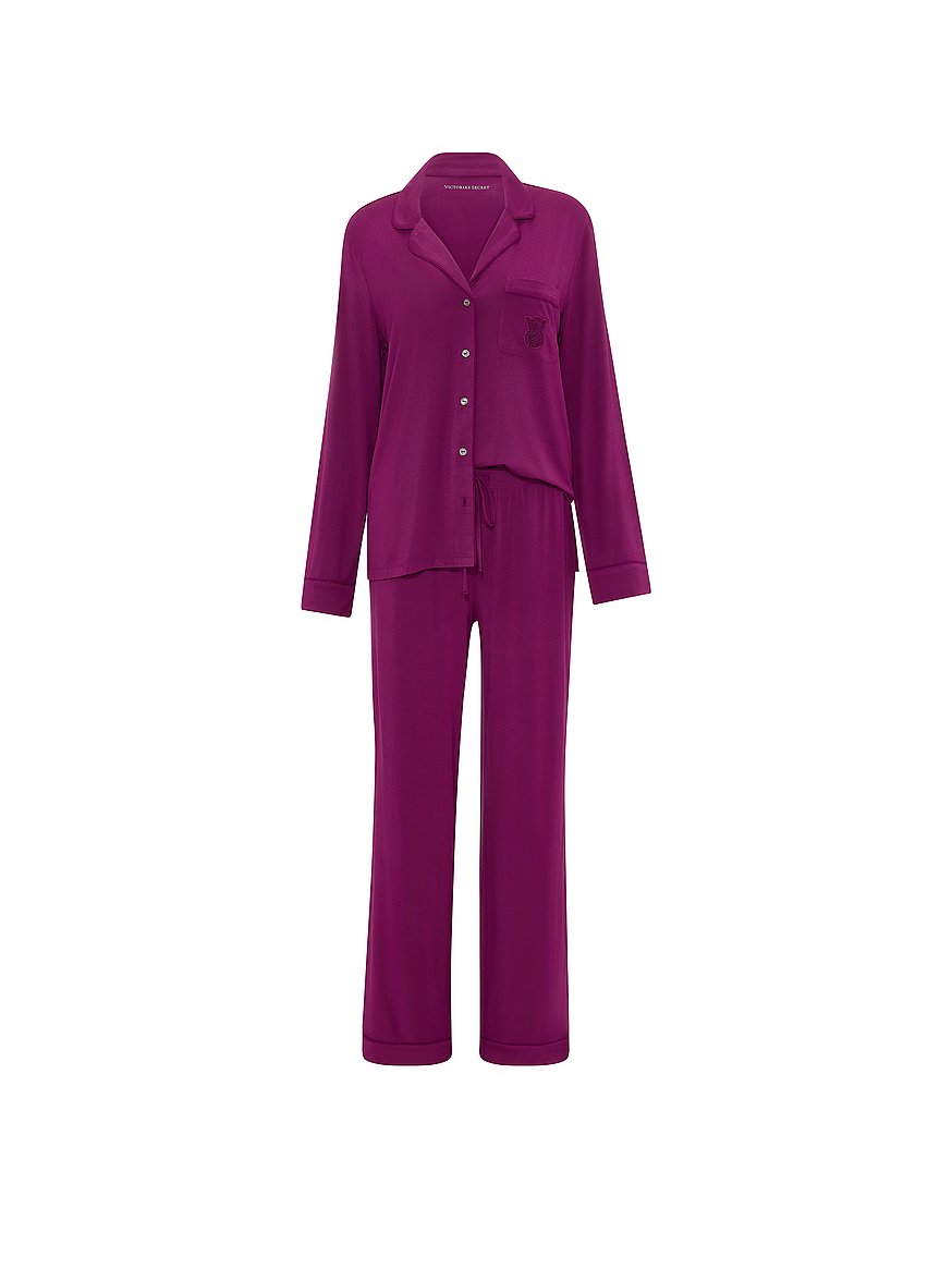Buy SoSoft™ Modal Long Pajama Set, Purple - Order Pajamas Sets