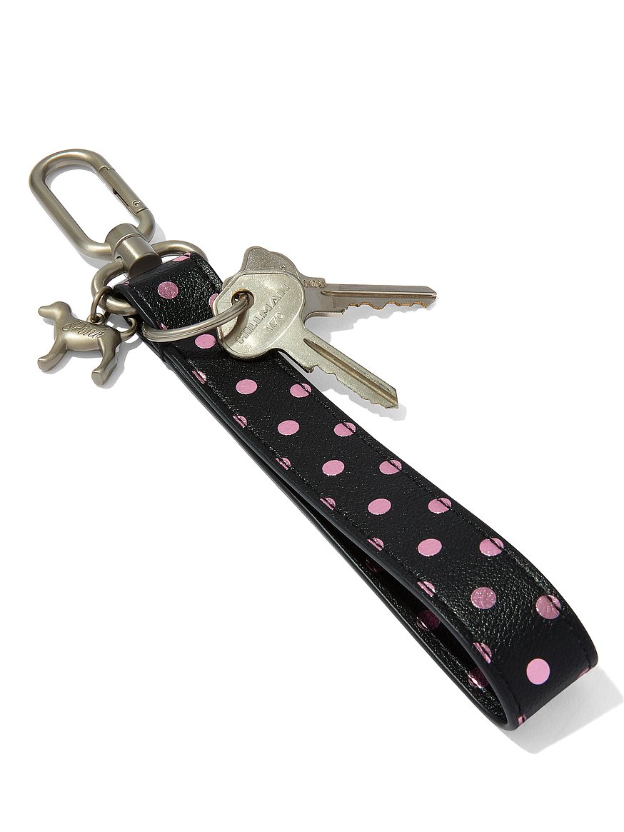 Buy Wristlet Strap Keychain, Black Foil Dot Pu - Order Small