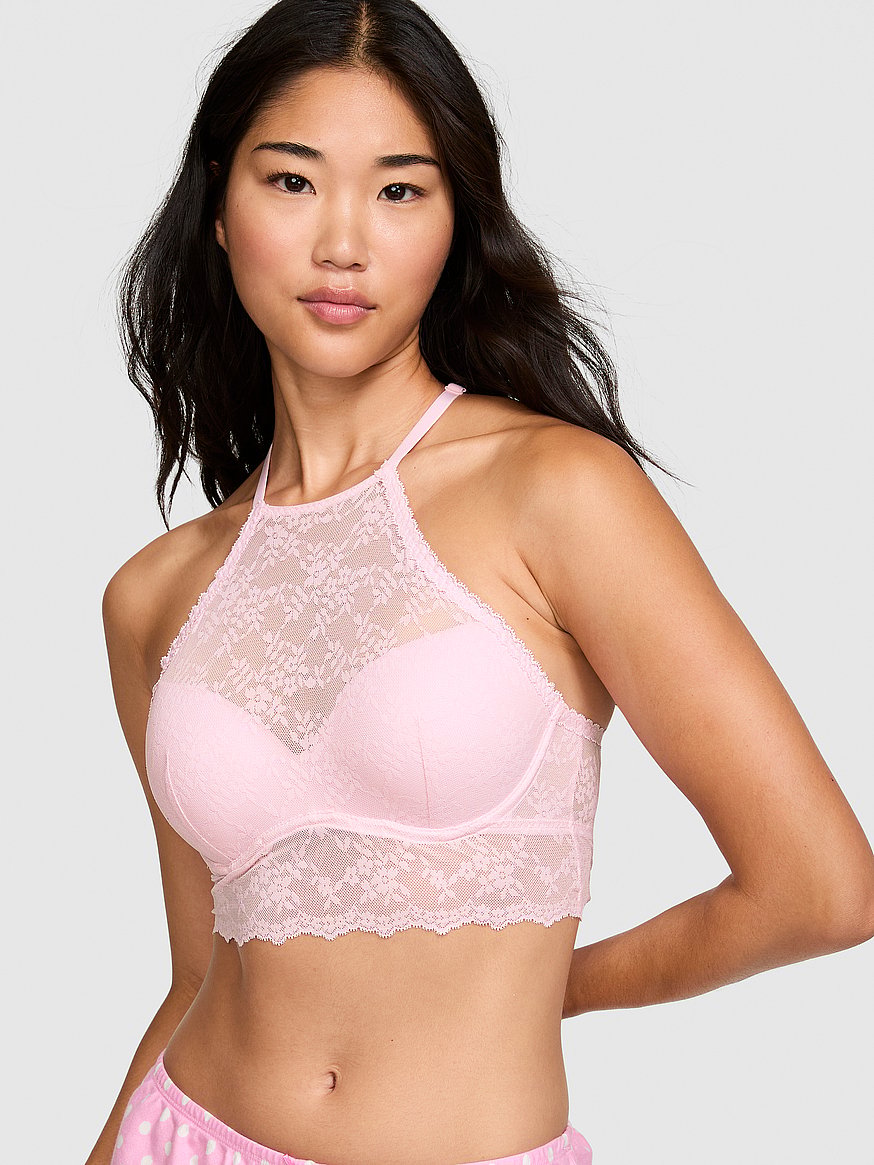Buy PINK Wink™ Push-Up High-Neck Bralette, Pink Tulip - Order Bras