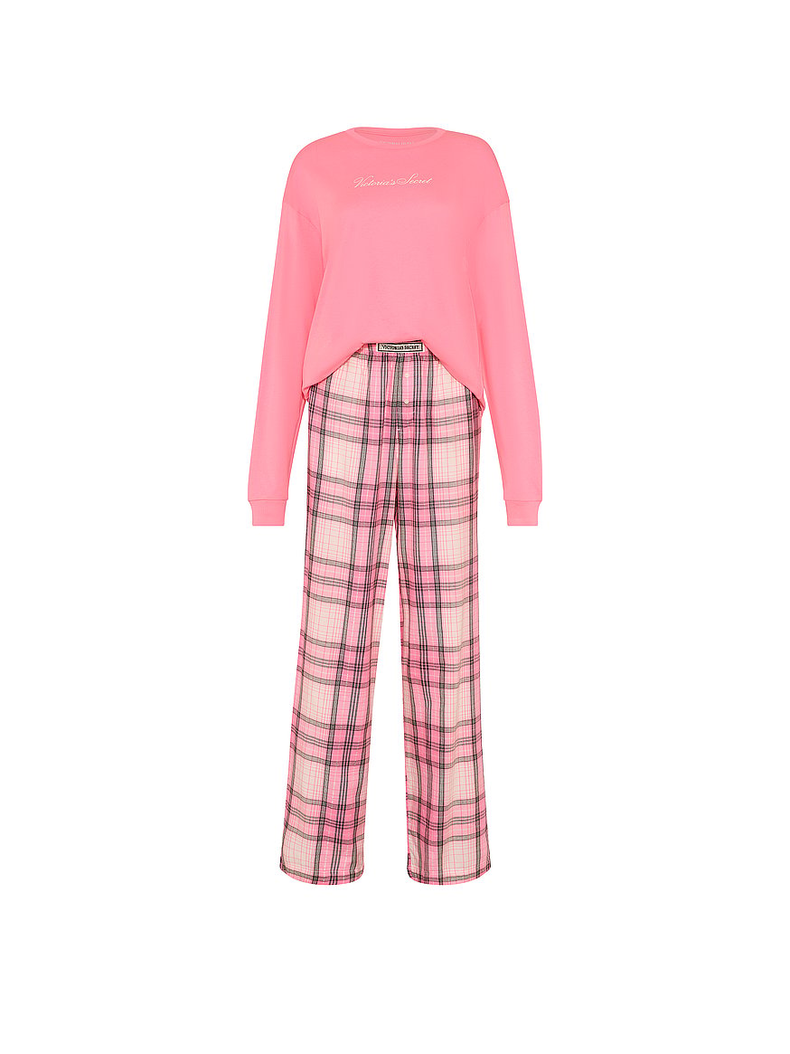 Buy Flannel Long Tee-Jama & Scrunchie Set, Sexy Little Pink Plaid