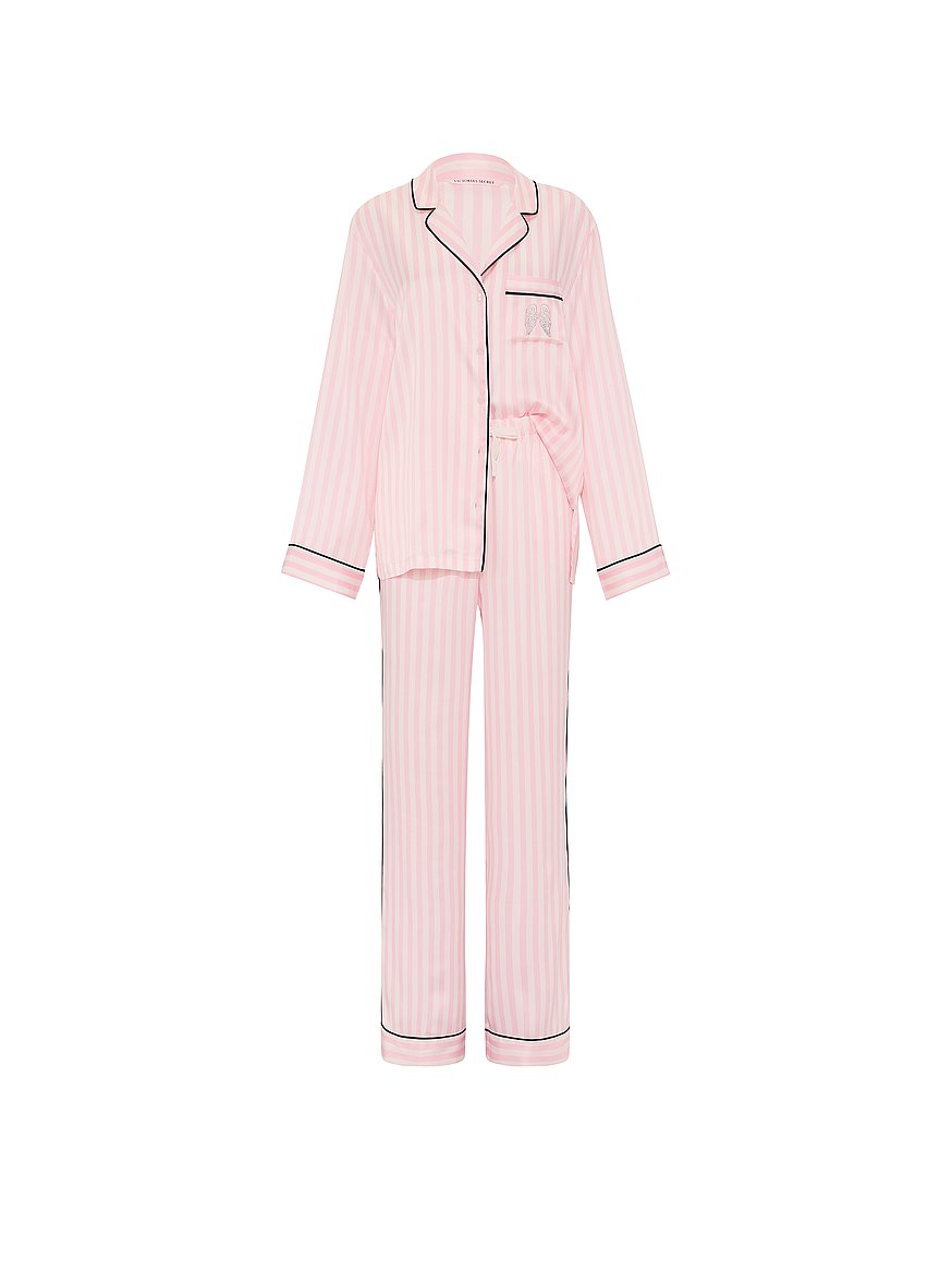 Buy Signature Satin Long Pajama Set, Iconic Pink Stripes - Order