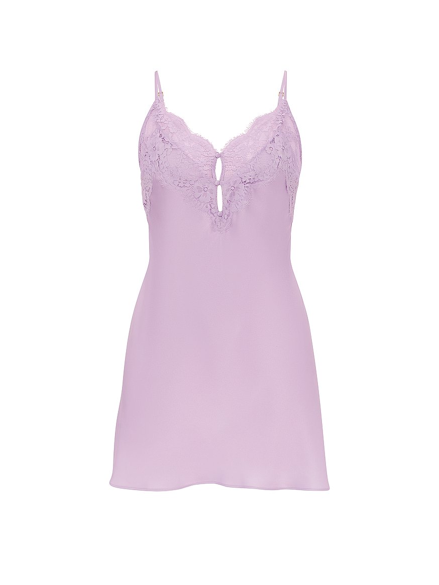 Buy Satin Lace-Trim Short Slip Dress, - Order Slips online