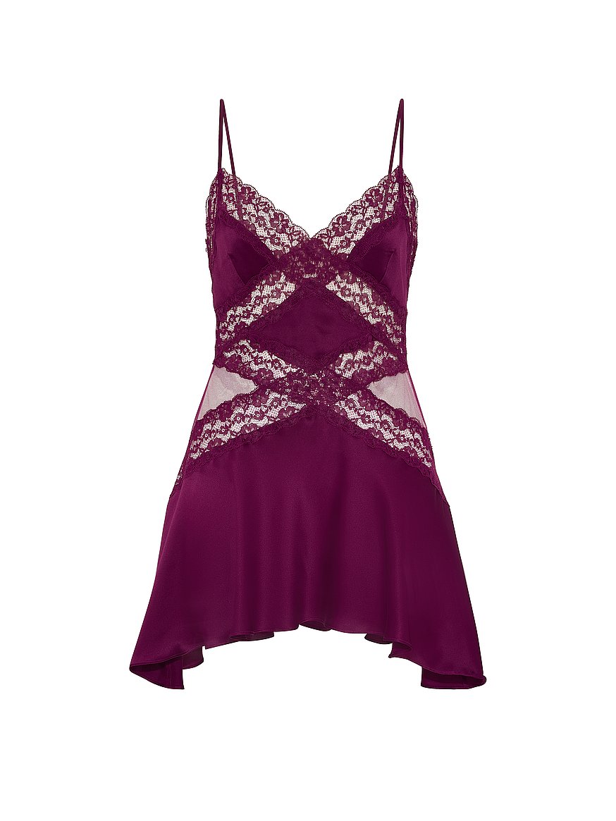 Buy Dare to Dream Lace & Satin Flounce Slip Dress, Rhubarb - Order