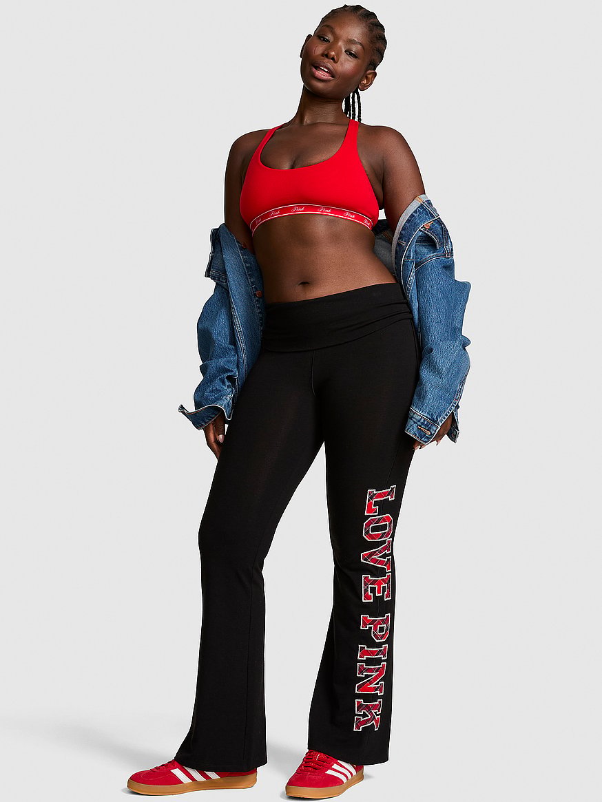Buy All-Day Cotton™ Foldover Flare Leggings, Pure Black Plaid