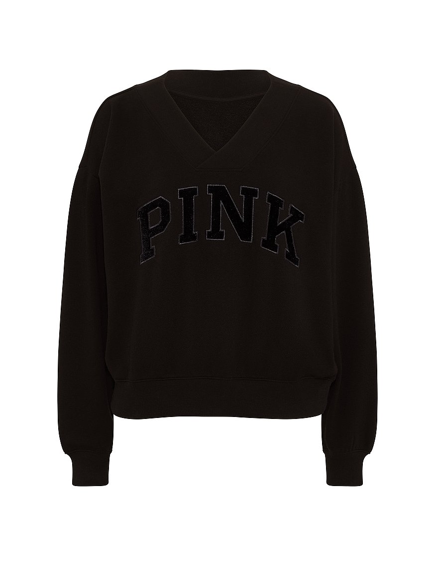 Buy Campus Fleece™ V-Neck Sweatshirt, Pure Black - Order Hoodies