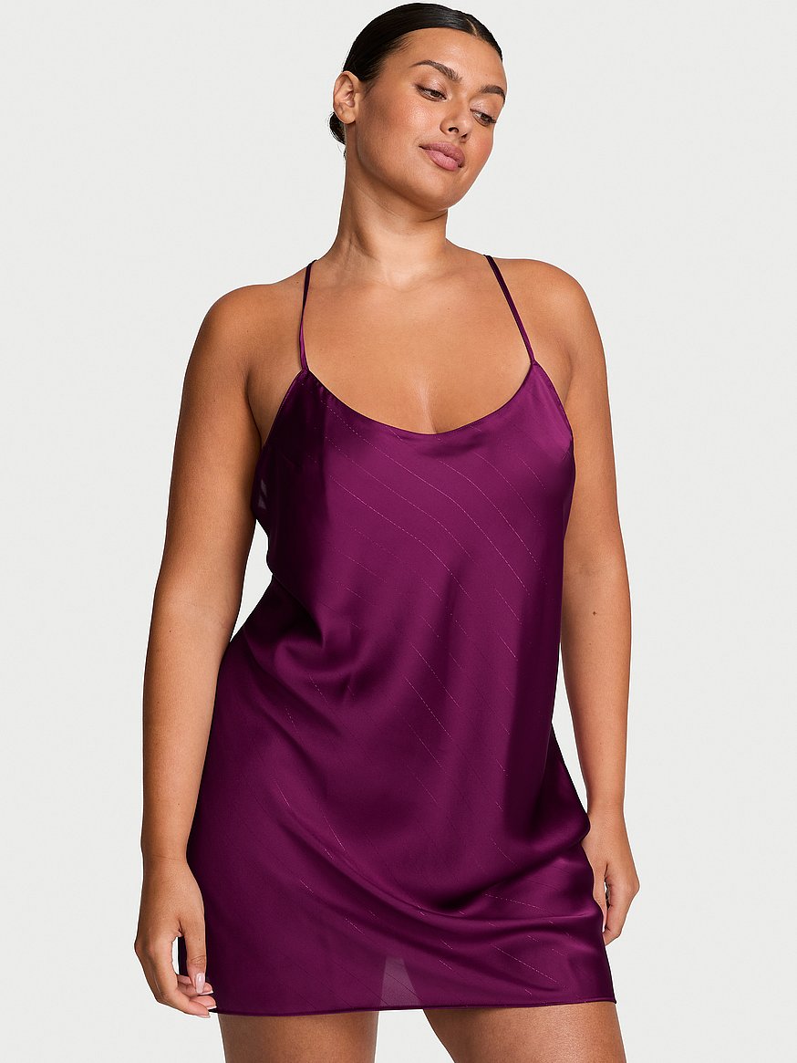 Buy Satin Open-Back Slip Dress, Rhubarb Lurex - Order Slips online