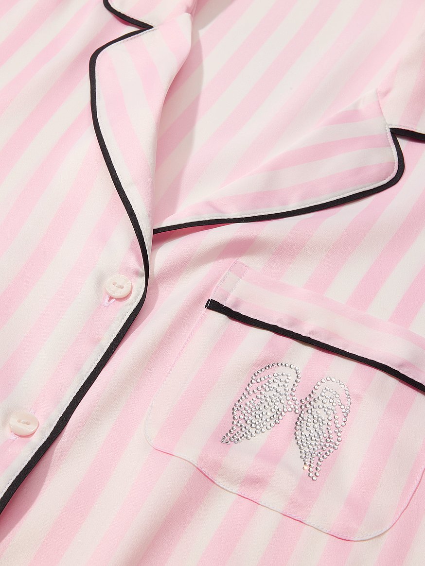 Buy Signature Satin Long Pajama Set, Iconic Pink Stripes - Order
