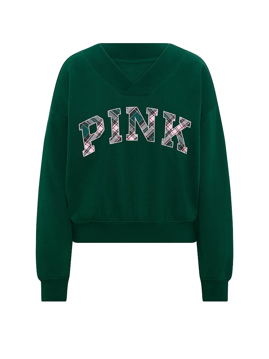 Buy Campus Fleece™ V-Neck Sweatshirt, Dark Garden Plaid - Order