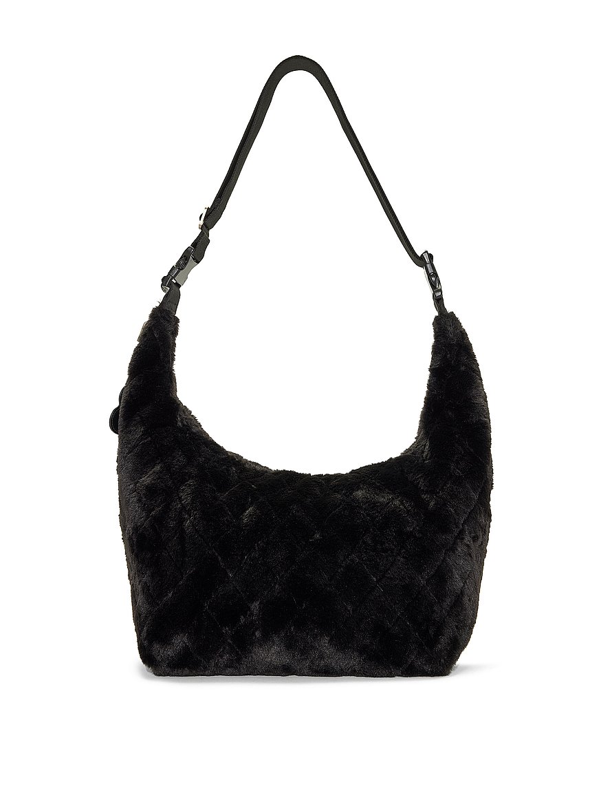 Buy Faux-Fur Hobo Bag, Black - Order Bags online - PINK US
